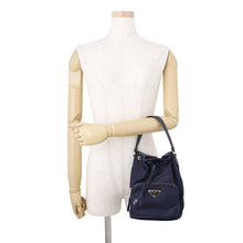 Load image into Gallery viewer, PRADA Duet 2-way Drawstring Bag Navy1BH038 Nylon Leather