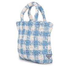 将图像加载到图库查看器中,PRADA Crochet Tote Bag Blue/White1BG422 Raffia Size Small