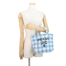 将图像加载到图库查看器中,PRADA Crochet Tote Bag Blue/White1BG422 Raffia Size Small