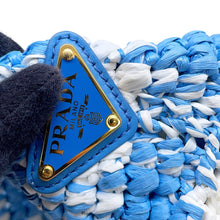 将图像加载到图库查看器中,PRADA Crochet Tote Bag Blue/White1BG422 Raffia Size Small