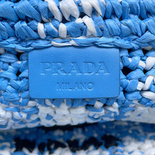 将图像加载到图库查看器中,PRADA Crochet Tote Bag Blue/White1BG422 Raffia Size Small