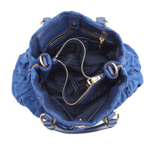 Load image into Gallery viewer, PRADA Gathered 2way Bag BlueBN2805 Leather Nylon
