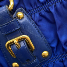 Load image into Gallery viewer, PRADA Gathered 2way Bag BlueBN2805 Leather Nylon