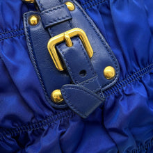 Load image into Gallery viewer, PRADA Gathered 2way Bag BlueBN2805 Leather Nylon