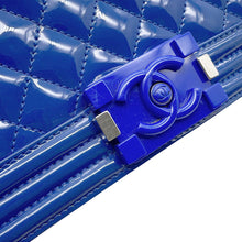 Load image into Gallery viewer, CHANEL Boy Chanel ChainShoulder Bag BlueA67086 Patent Leather Size 25