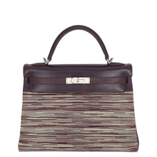 Load image into Gallery viewer, HERMES Kelly Retourne Raisin/Multicolor Vibrato Box Calf Leather Size 32