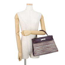 Load image into Gallery viewer, HERMES Kelly Retourne Raisin/Multicolor Vibrato Box Calf Leather Size 32