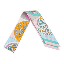 Load image into Gallery viewer, HERMES Twilly Kaleidoscope Effect Pink/ Turquoise/Multicolor Silk100%