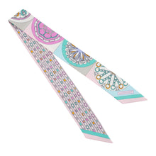 Load image into Gallery viewer, HERMES Twilly Kaleidoscope Effect Pink/ Turquoise/Multicolor Silk100%
