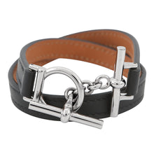 Load image into Gallery viewer, HERMES Croisière Double Tour Bracelet Size T2 Black Swift Leather