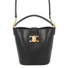 Load image into Gallery viewer, CELINE Triomphe Louise 2-Way Handbag Black119173FX9.38NO Calf Leather Size Small
