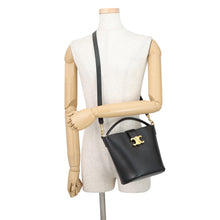 Load image into Gallery viewer, CELINE Triomphe Louise 2-Way Handbag Black119173FX9.38NO Calf Leather Size Small