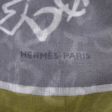 将图像加载到图库查看器中,HERMES Carré H Calligraphy Equestre Size 140 Gravier/Chartreuse/Atlantic Cashmere70% Silk30%