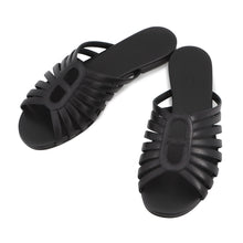 将图像加载到图库查看器中,HERMES Sandals Noria BlackH262093Z 02350 Leather Size 37