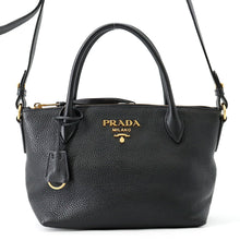Load image into Gallery viewer, PRADA Vitello Dino 2WAY Handbag Black1BA111_2BBE_F0002 Leather