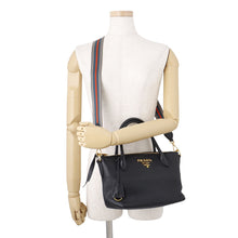 Load image into Gallery viewer, PRADA Vitello Dino 2WAY Handbag Black1BA111_2BBE_F0002 Leather