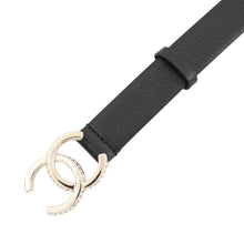 Load image into Gallery viewer, CHANEL CC Logo Belt Black Leather Rhinestone Size 70/28