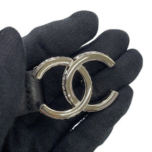 Load image into Gallery viewer, CHANEL CC Logo Belt Black Leather Rhinestone Size 70/28