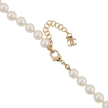 Load image into Gallery viewer, CHANEL CC Logo Long Necklace Faux Pearl Gold Plated