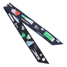 Load image into Gallery viewer, HERMES Twilly in the pocket Marine/Vert・Vif/Multicolor Silk100%