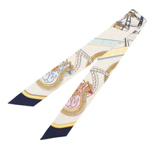 Load image into Gallery viewer, HERMES Twilly Gran Apara Ivoire/Marine/Pink Silk100%
