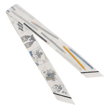 Load image into Gallery viewer, HERMES Twilly A Vos Crayons: Now, get out your colored pencils! / Carre Libre White/Gray/Blue Jean Silk100%