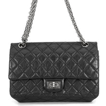 Load image into Gallery viewer, CHANEL 2.55 Double Flap Chain Shoulder Bag BlackA37586 Aged Calf Leather Size 24