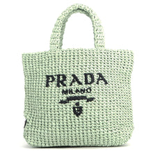 Load image into Gallery viewer, PRADA Crochet Tote Bag Green1BG422_2A2T_F0934 Raffia Size Small