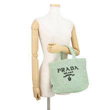 Load image into Gallery viewer, PRADA Crochet Tote Bag Green1BG422_2A2T_F0934 Raffia Size Small