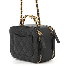 将图像加载到图库查看器中,CHANEL Matelasse Logo Handle 2-Way Shoulder Bag BlackAS3222 Caviar Leather