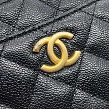 将图像加载到图库查看器中,CHANEL Matelasse Logo Handle 2-Way Shoulder Bag BlackAS3222 Caviar Leather