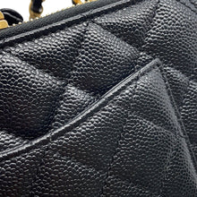 将图像加载到图库查看器中,CHANEL Matelasse Logo Handle 2-Way Shoulder Bag BlackAS3222 Caviar Leather