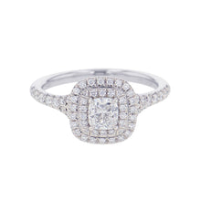 Load image into Gallery viewer, TIFFANY&Co. Soleste Cushion Cut Double Halo Engagement Ring Size Approximately No. 13 Pt950