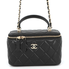 将图像加载到图库查看器中,CHANEL Matelasse Top Handle Chain Vanity Bag BlackAP2199 Lambskin