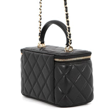 将图像加载到图库查看器中,CHANEL Matelasse Top Handle Chain Vanity Bag BlackAP2199 Lambskin