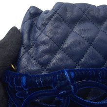 Load image into Gallery viewer, CHANEL Drawstring Shoulder Bag Navy Leather Velvet