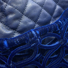 Load image into Gallery viewer, CHANEL Drawstring Shoulder Bag Navy Leather Velvet