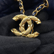 Load image into Gallery viewer, CHANEL Drawstring Shoulder Bag Navy Leather Velvet