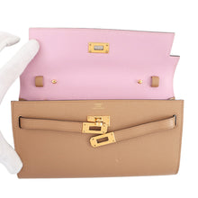 将图像加载到图库查看器中,HERMES Kelly Wallet Long Togo Verso Chai/Mauve Sylvestre Epsom