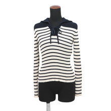 Load image into Gallery viewer, Dior Border Sailor Knit Size 36 White/Navy214S27AM731 Cotton100%