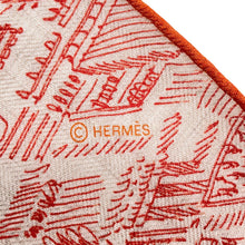 Load image into Gallery viewer, HERMES Giant Square Nouvelle Cité Cavallière Size 140 Natural / Orange / Red Cashmere70% Silk30%
