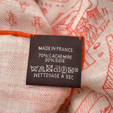 Load image into Gallery viewer, HERMES Giant Square Nouvelle Cité Cavallière Size 140 Natural / Orange / Red Cashmere70% Silk30%