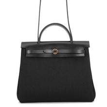 Load image into Gallery viewer, HERMES Herbag zip Black Toile Military Vache Hunter Leather Size PM
