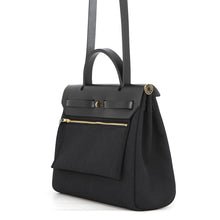 Load image into Gallery viewer, HERMES Herbag zip Black Toile Military Vache Hunter Leather Size PM
