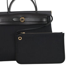 Load image into Gallery viewer, HERMES Herbag zip Black Toile Military Vache Hunter Leather Size PM