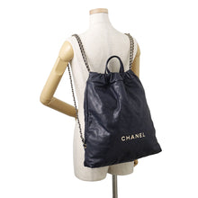 Load image into Gallery viewer, CHANEL CHANEL22 Backpack NavyAS3313 Caviar Leather Size Large