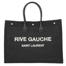 Load image into Gallery viewer, SAINT LAURENT PARIS Rive Gauche Large Tote Bag Black509415 2M21E Raffia Canvas Leather
