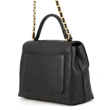 Load image into Gallery viewer, CHANEL Top handle flap Bag BlackAS5467 Calf Leather Size Large