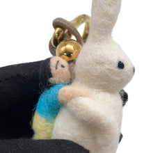 将图像加载到图库查看器中,LOEWE Rabbit Bag Charm White/Blue/Yellow/Black Felt Leather