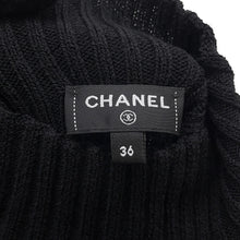 Load image into Gallery viewer, CHANEL CC Logo Long-Sleeve Knit Long Dress Size 36 BlackP78911 K11302 Virgin Wool98% Polyurethane1% Nylon1%